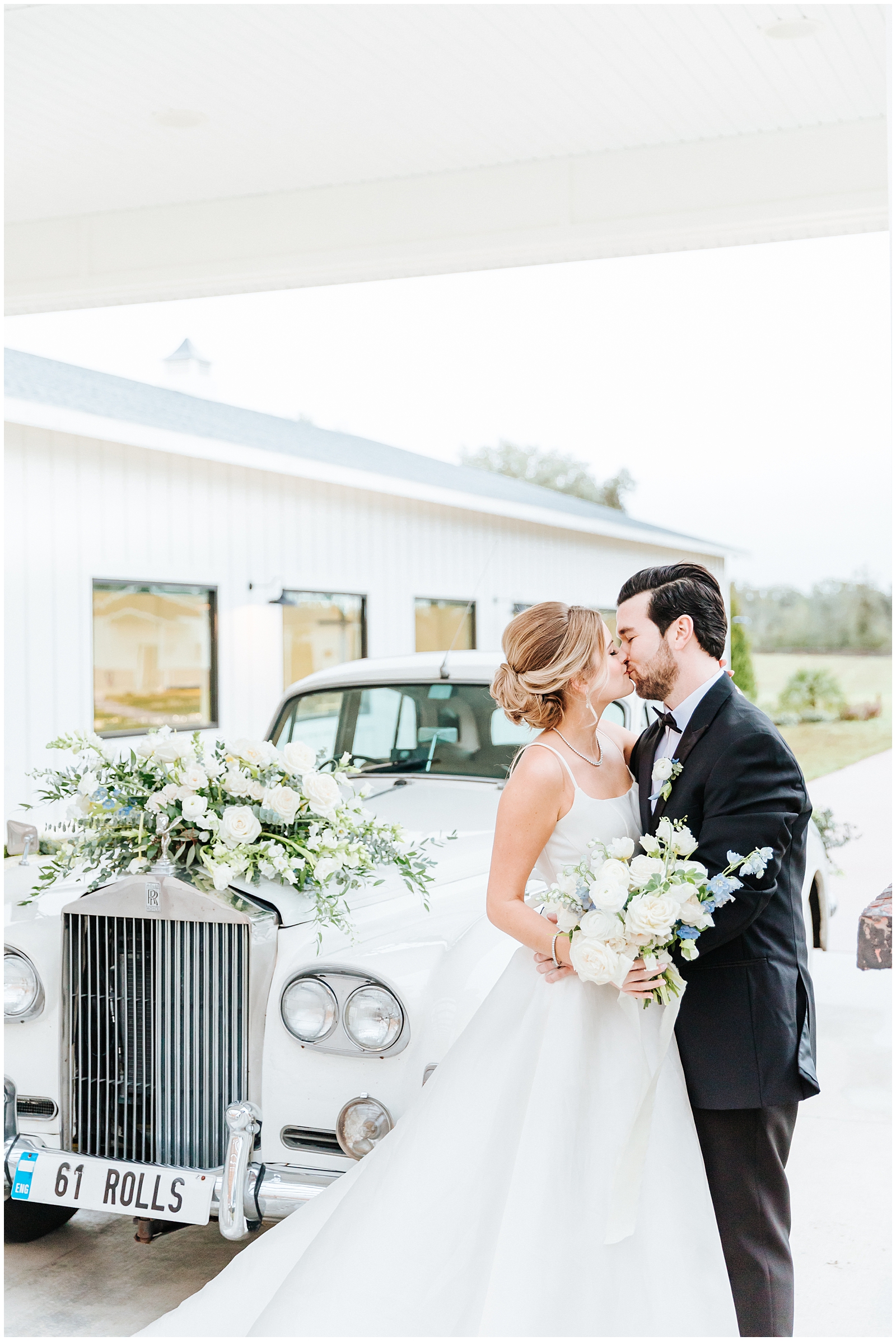 Classic Elegant Florida Wedding - Couple with 1961 Rolls Royce
