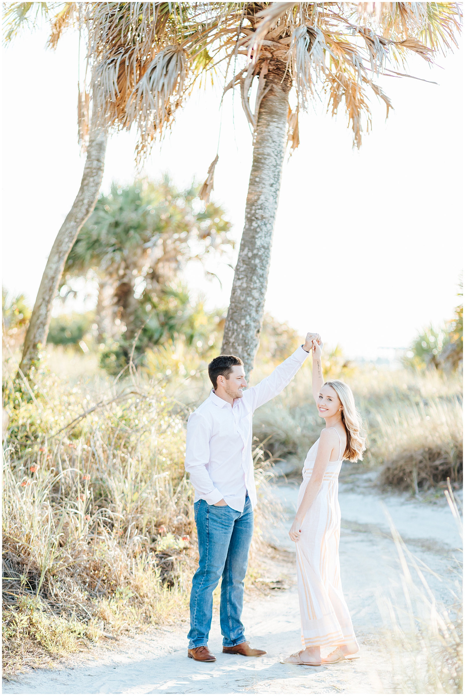 Fort Desoto Florida Couples Session on the beach with Palm Trees