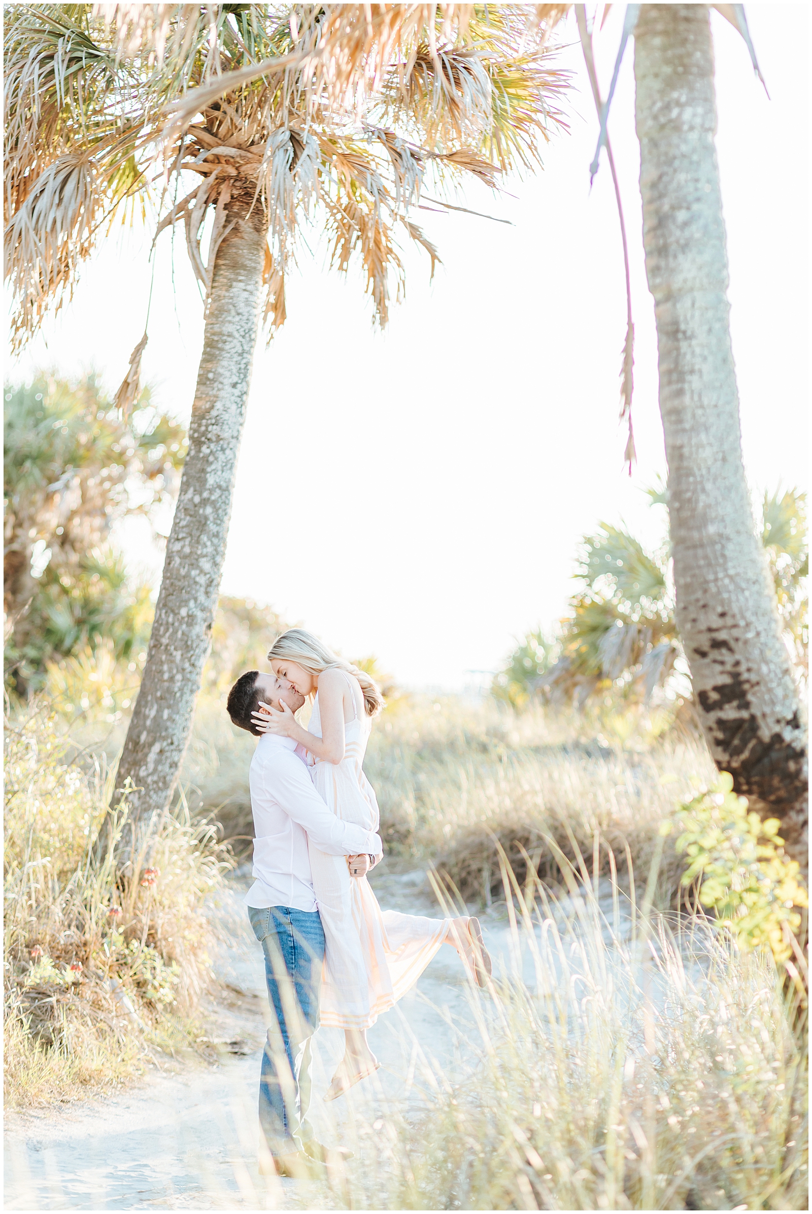 Dreamy Lift and Kiss on the beach with Palm Trees at Fort Desoto Park in Florida