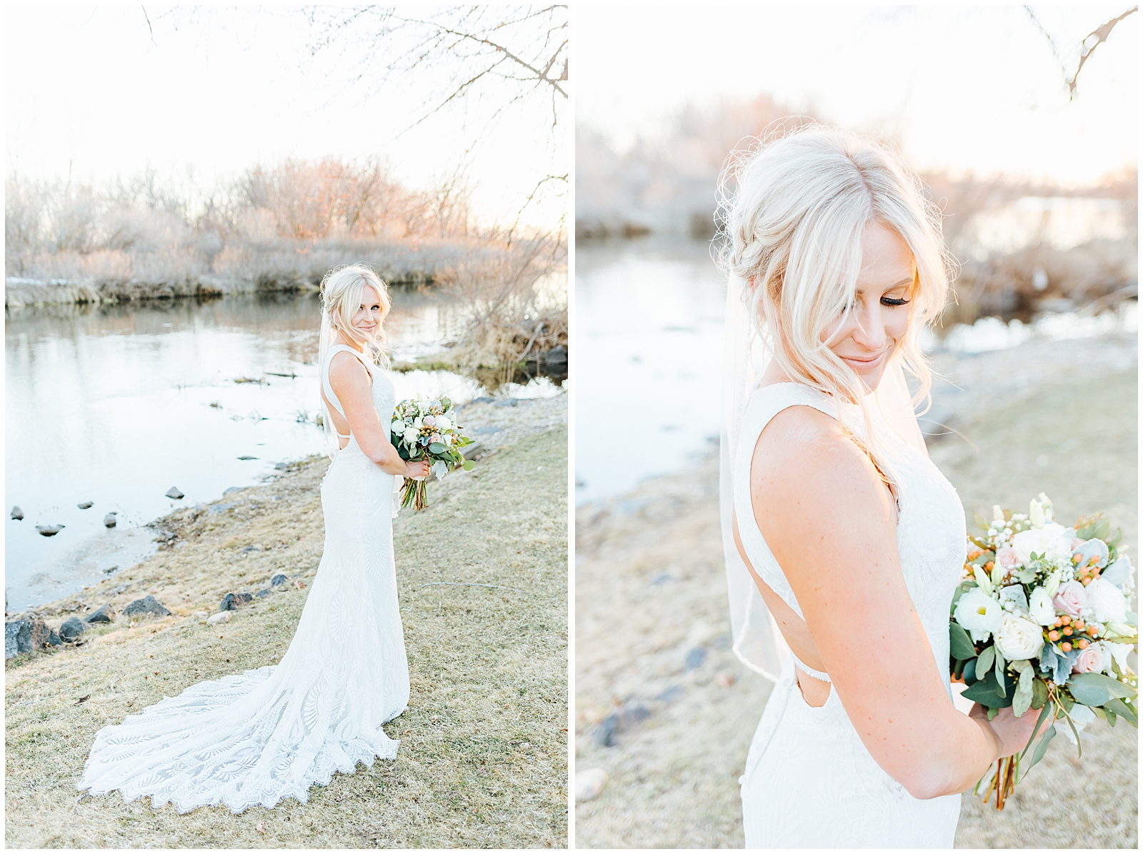 Light and Airy Bridal Portraits at Idaho Spring Elopement