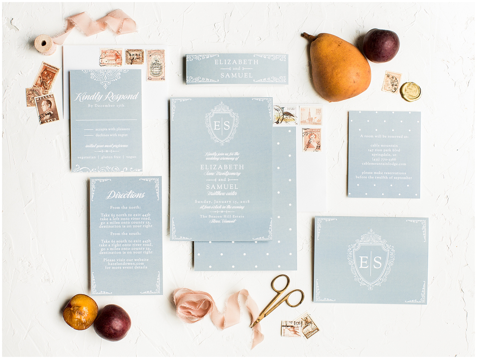 Wedding Invitation Ideas and Inspiration dusty Blue suite