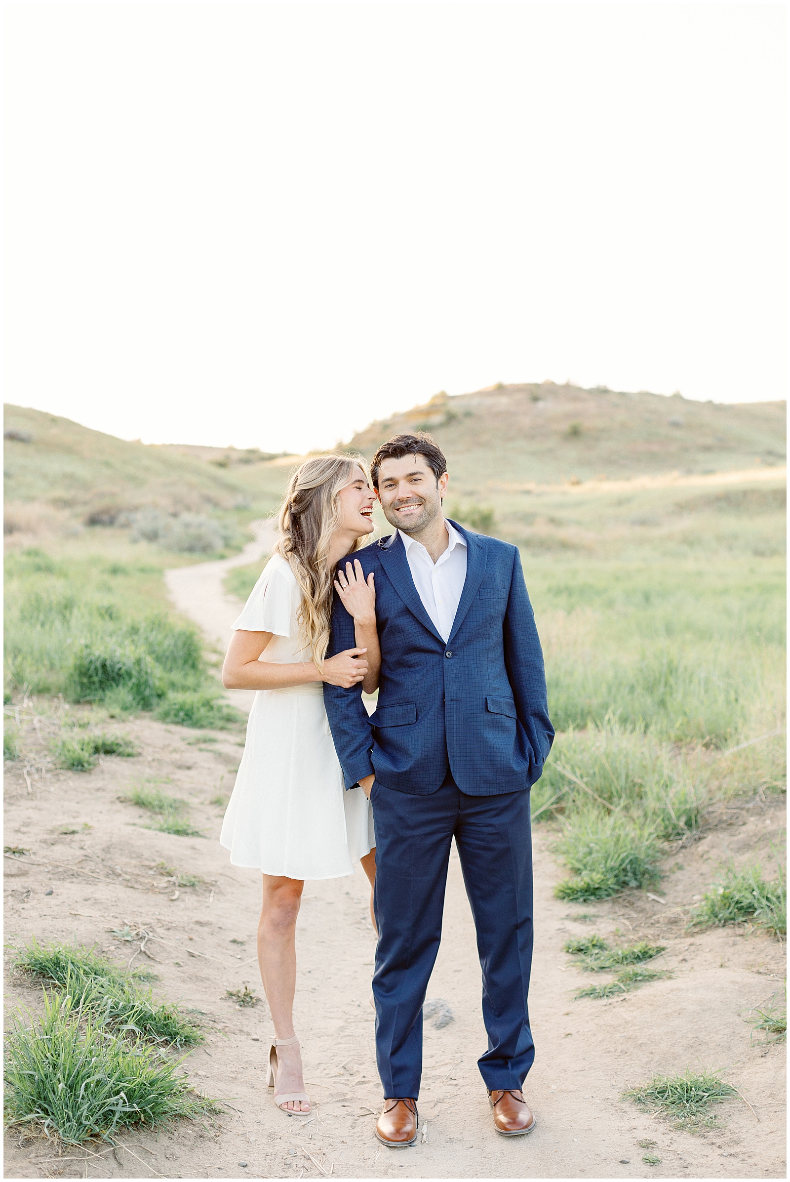 Bride Admiring her husband to be - Boise Foothills Engagement Session