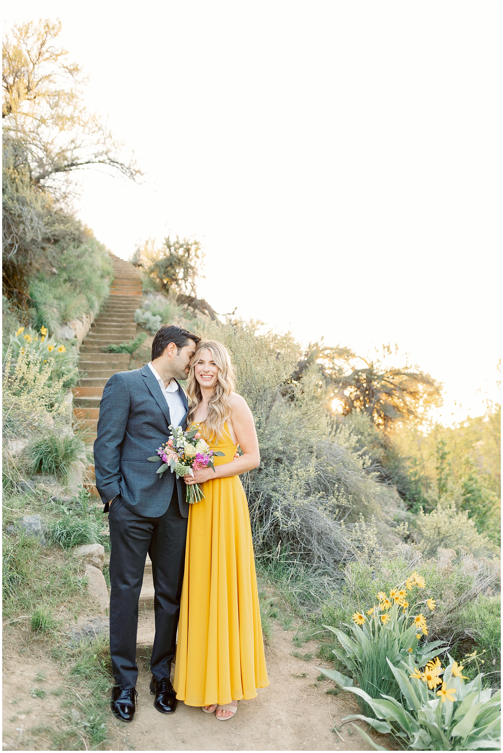 Dreamy Golden Hour Elegant Boise Foothills Engagement Session - Boise Idaho Wedding Photographers
