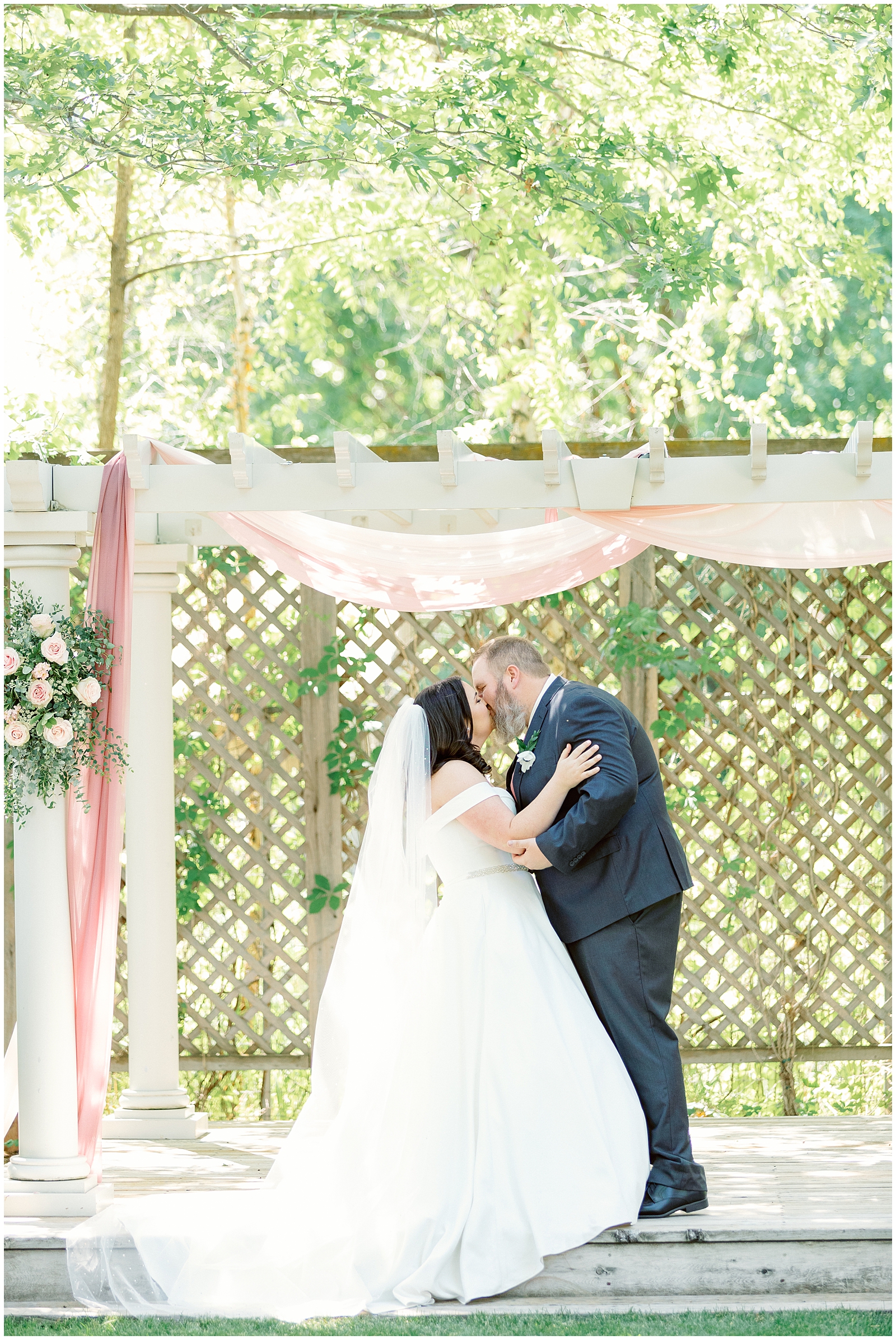 The wedding ceremony kiss