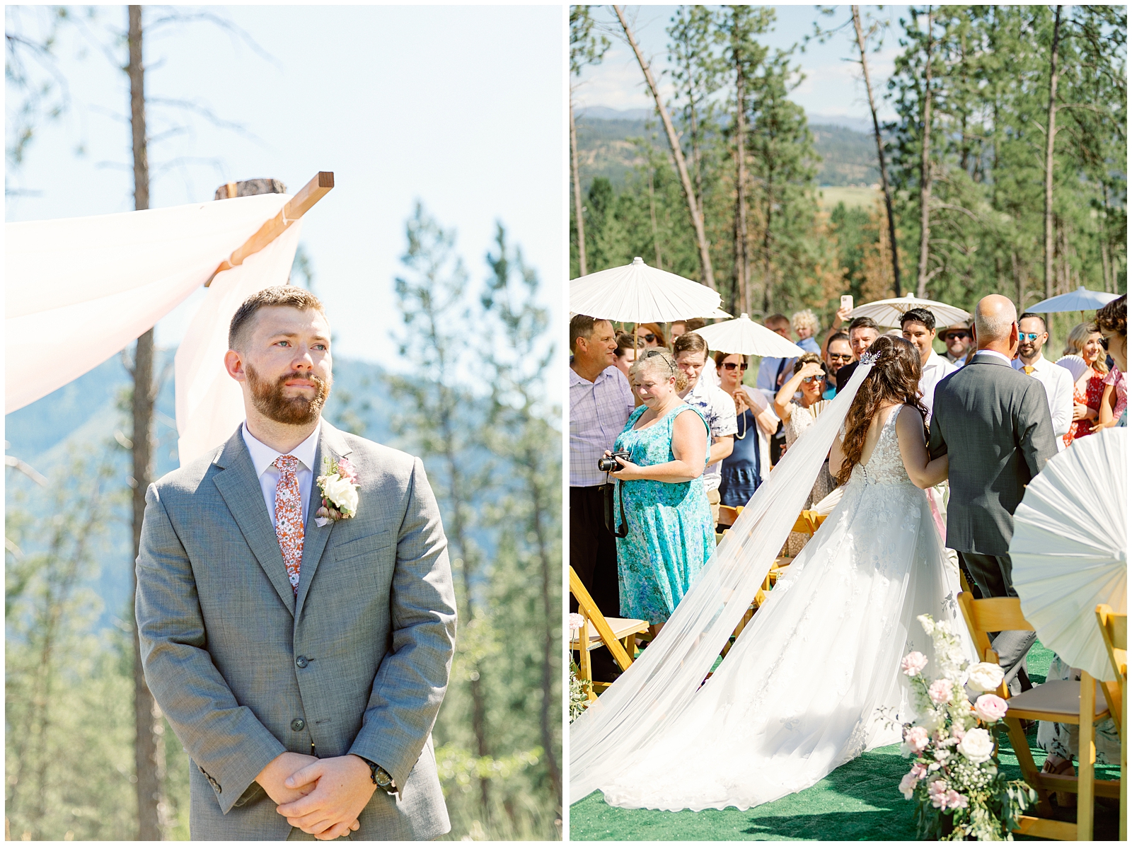 Gorgeous Idaho Mountain Wedding Groom's Reaction