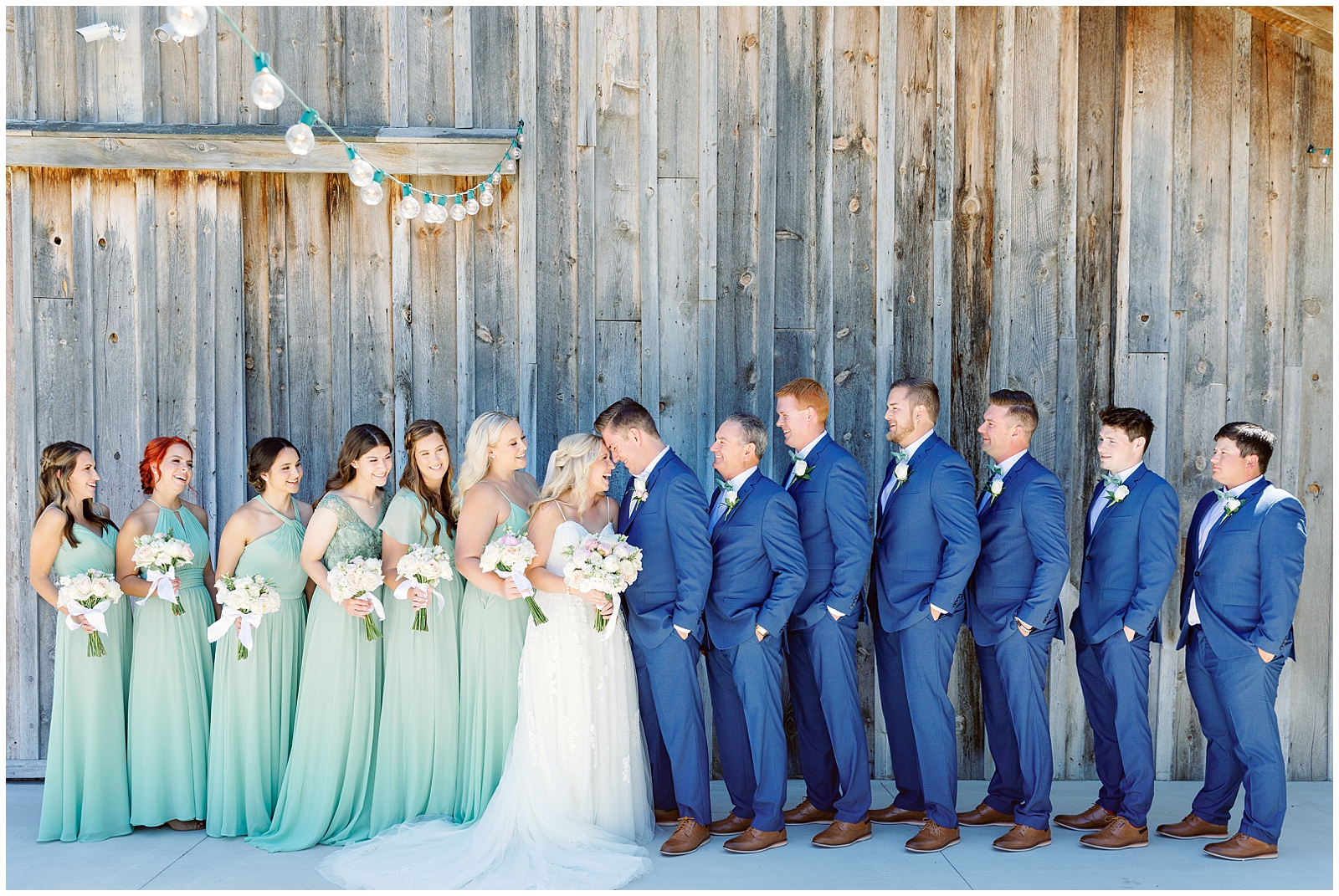 Romantic Still Water Hollow Wedding Bridal Party in Sage Green
