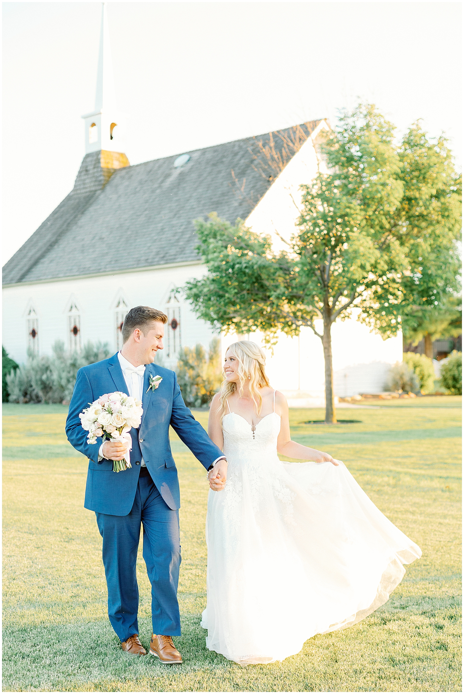 Husband and Wife Golden Hour Portraits at Romantic Still Water Hollow Wedding