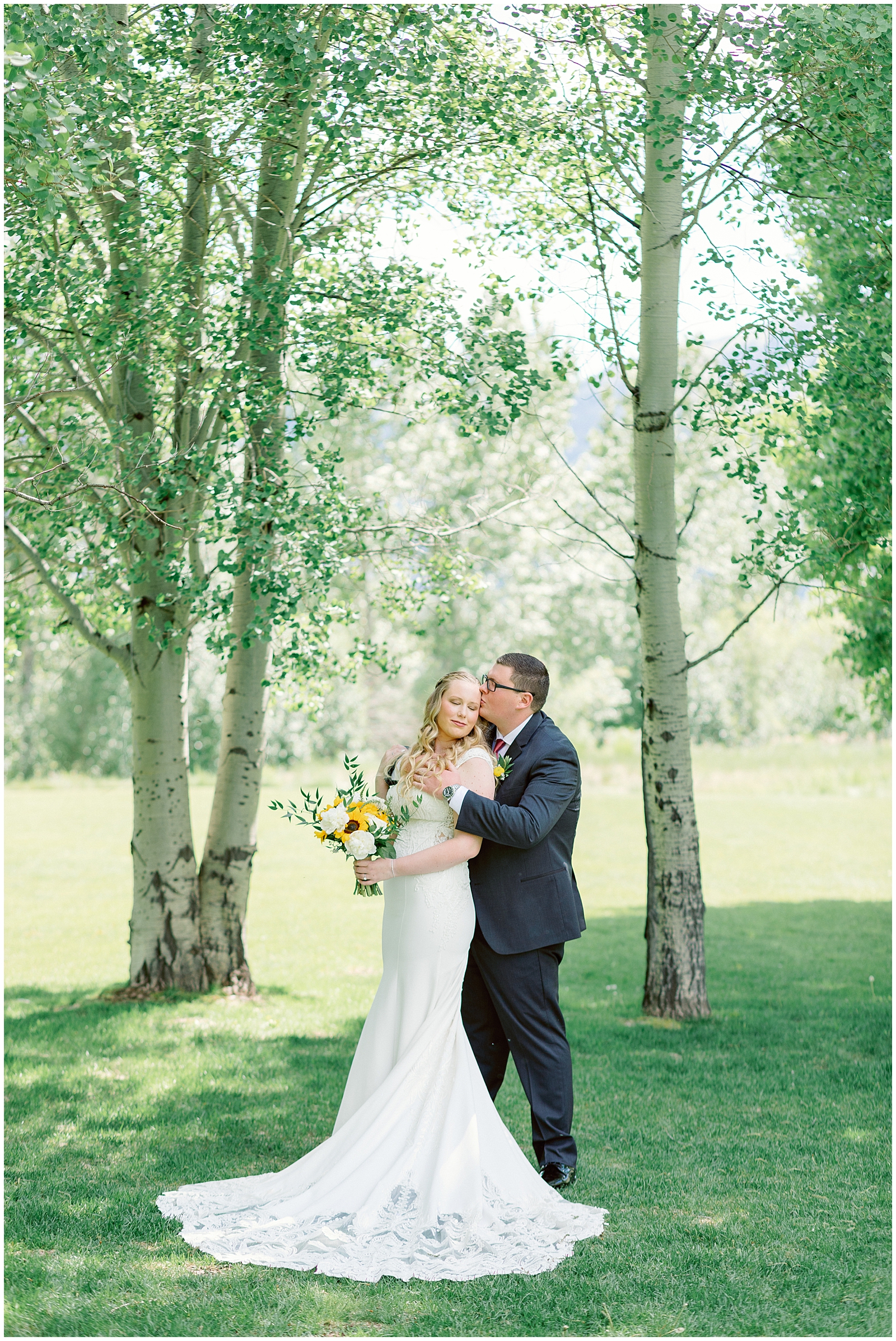 Sun Valley Trail Creek Cabin Wedding Portraits of the Bride and Groom