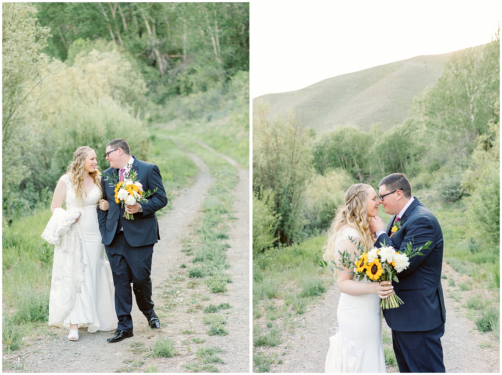 Sun Valley Wedding Trail Creek Cabin Husband and Wife Golden Hour Portraits