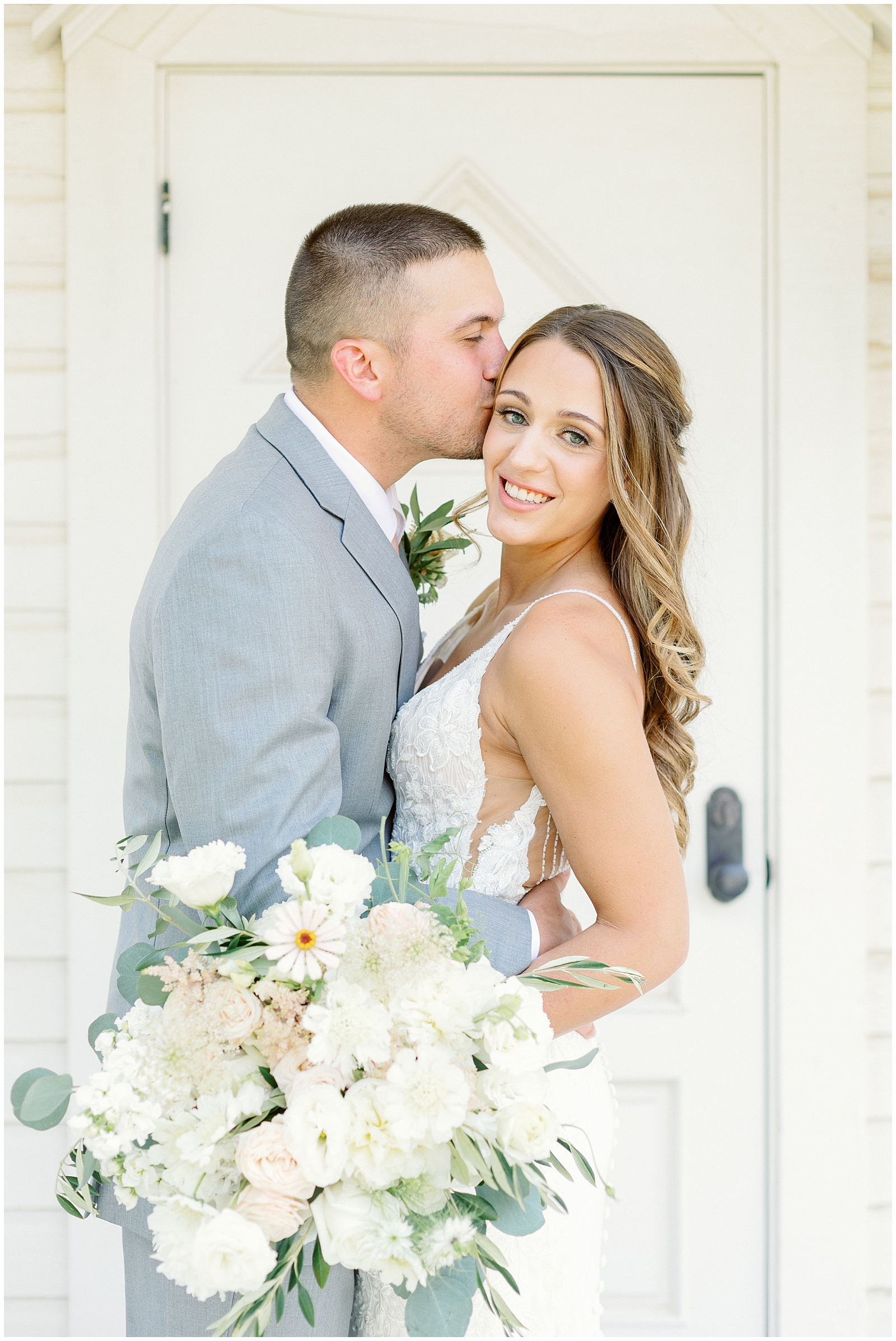 Bride and Groom First Look Portraits at Blush Still Water Hollow Wedding