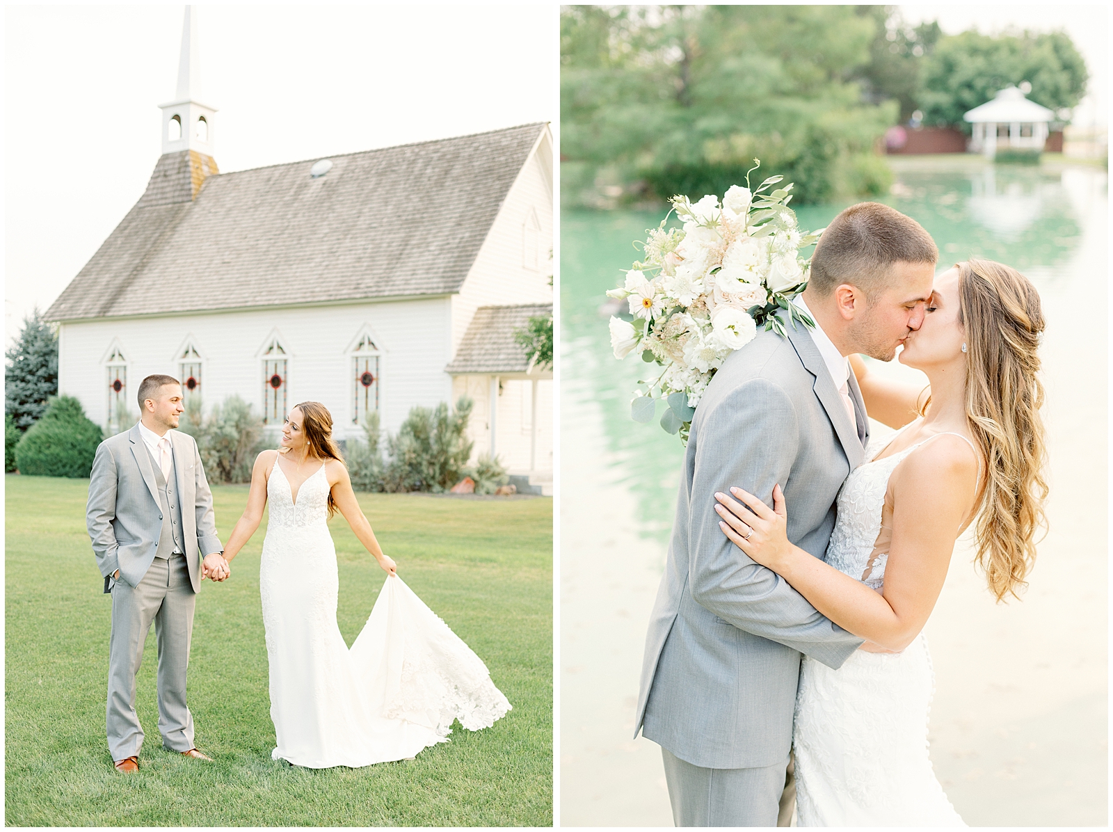 Blush Still Water Hollow Wedding Husband and Wife Golden Hour Portraits