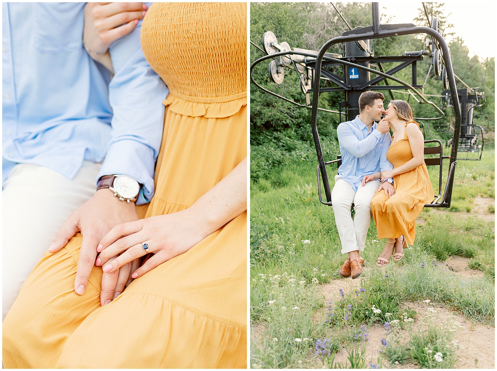 Summer Idaho Mountain Engagement at Bogus Basin in Chairlift