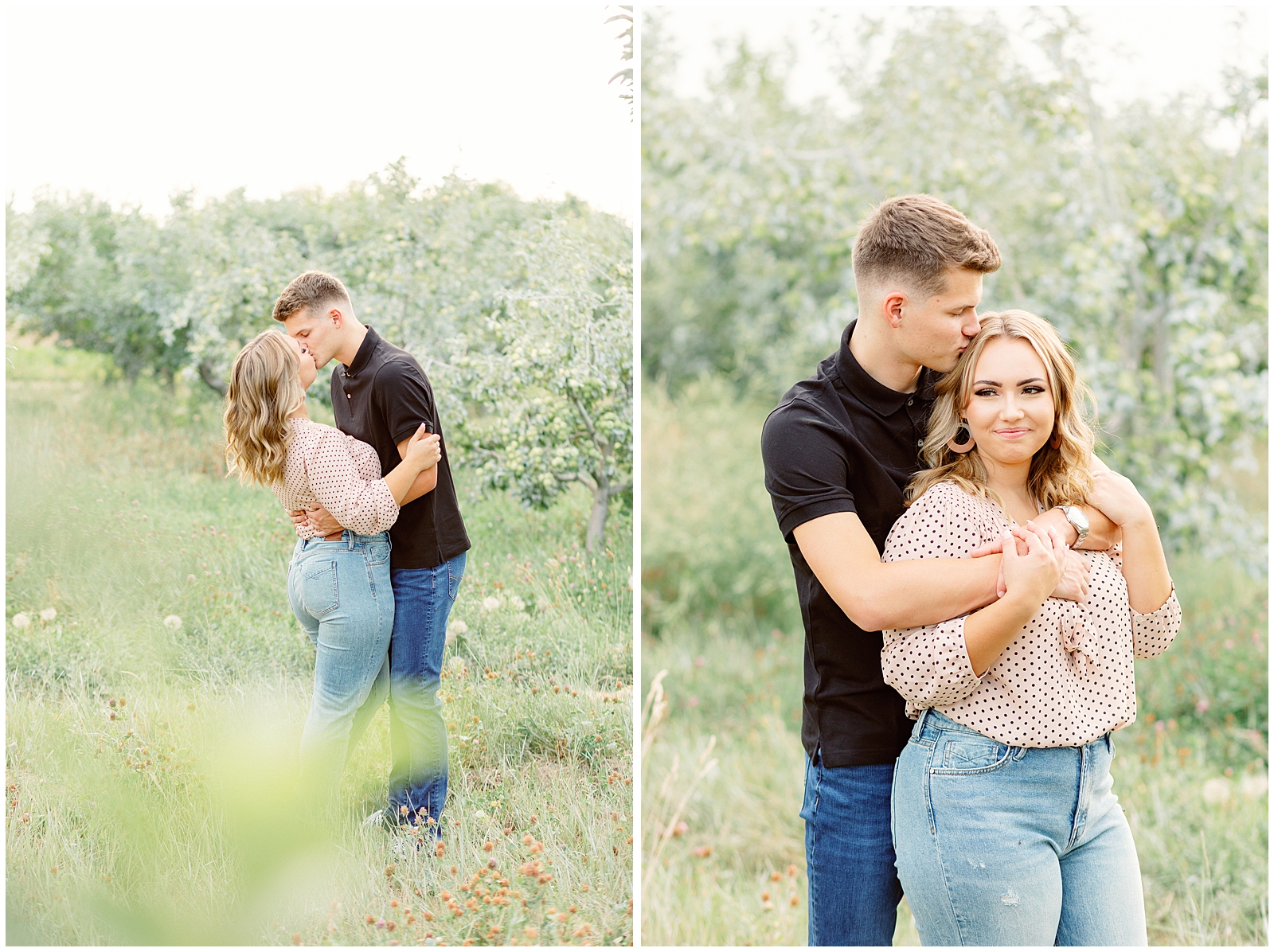 Romantic Summer Orchard Engagement Session in Boise Idaho