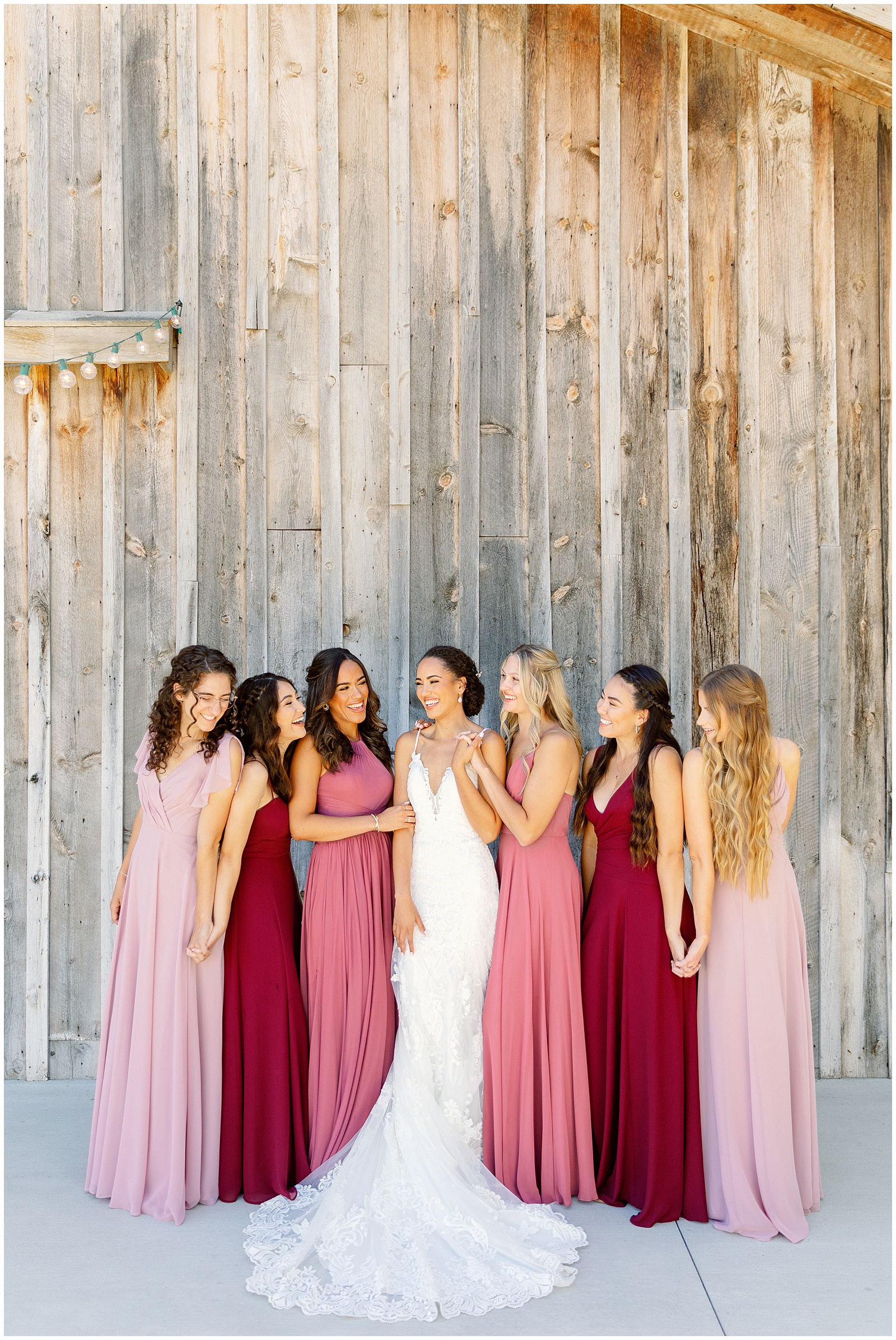 Dreamy Still Water Hollow Wedding Bridesmaids in mixed Pinks