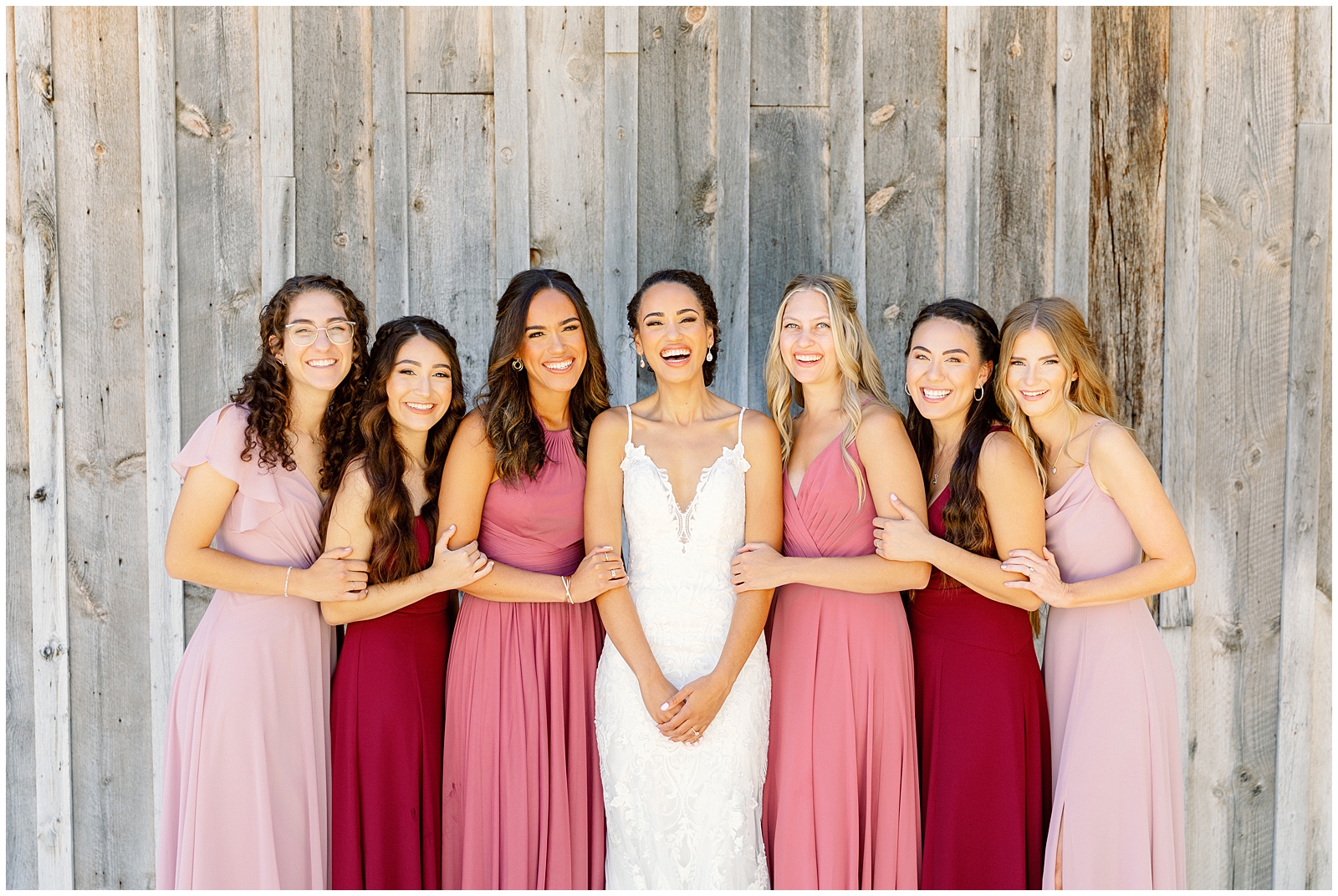 Dreamy Still Water Hollow Wedding Bridesmaids in mixed Pinks