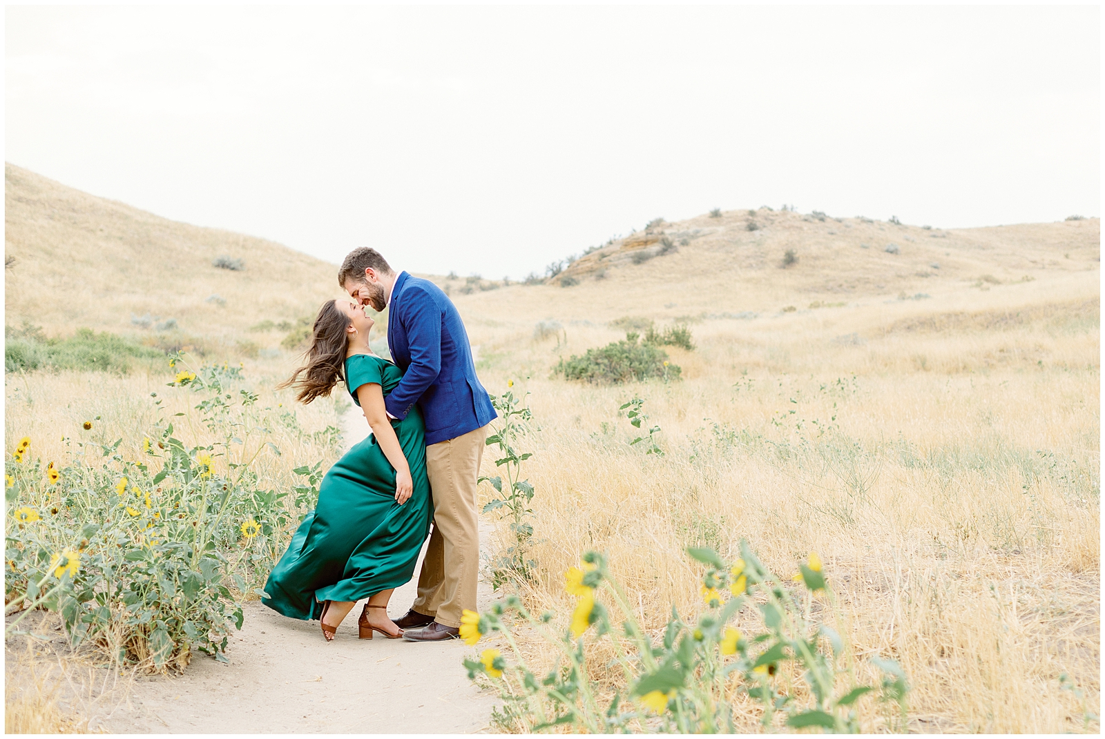 Romantic Windy Summer Foothills Engagement Session in Boise Idaho