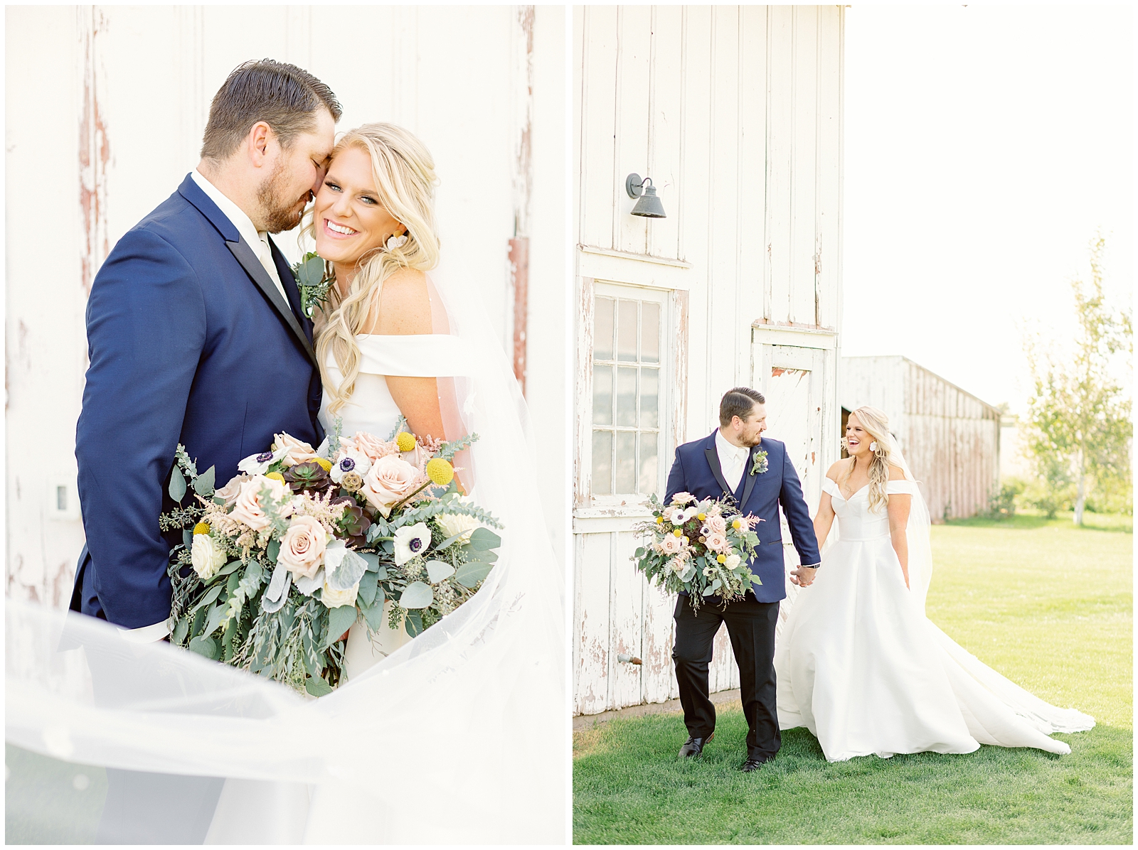 Timeless White Barn at Happy Valley Wedding Bride and Groom Portraits