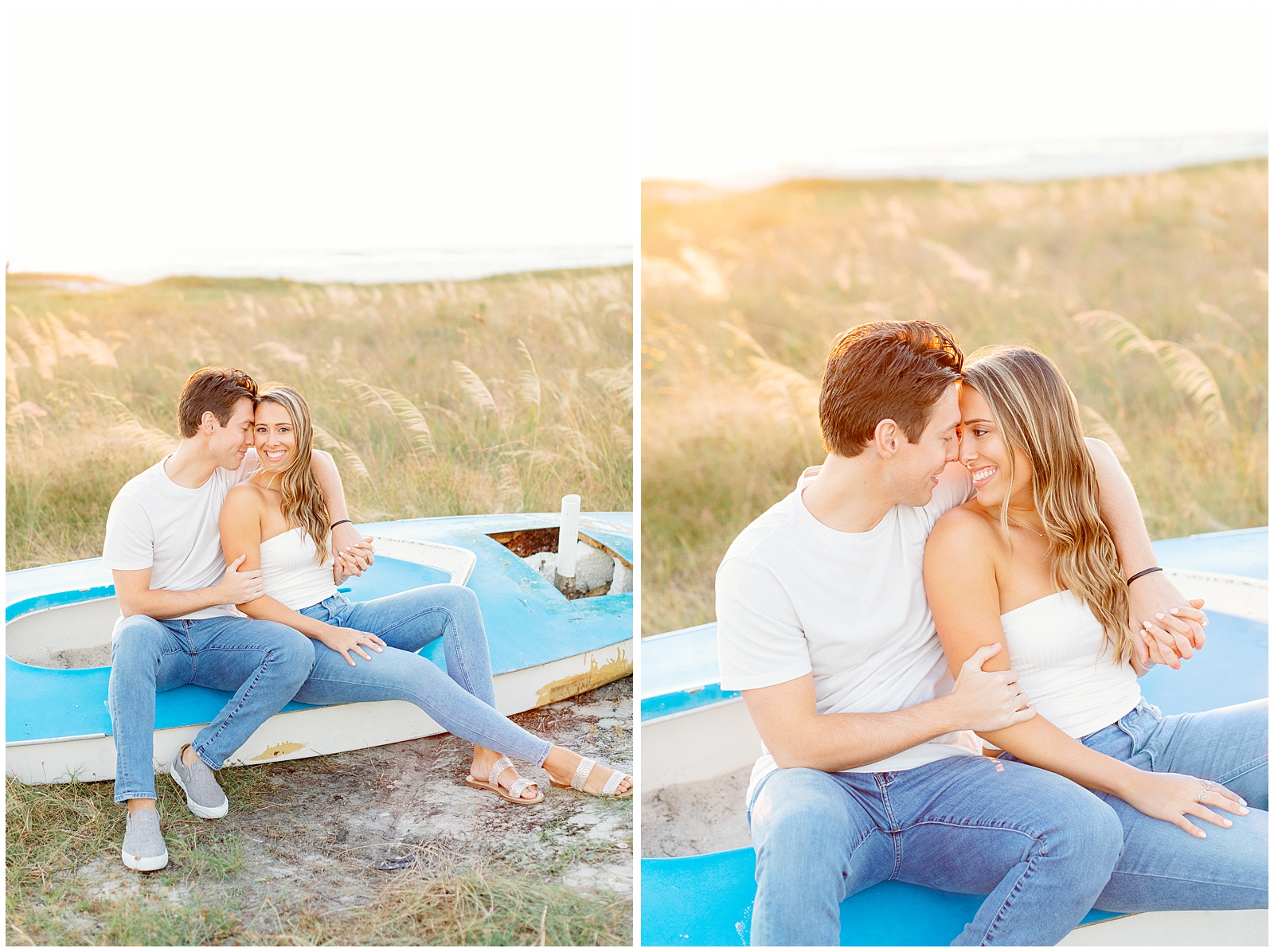 Siesta Key Florida Couples Session in old wooden boat
