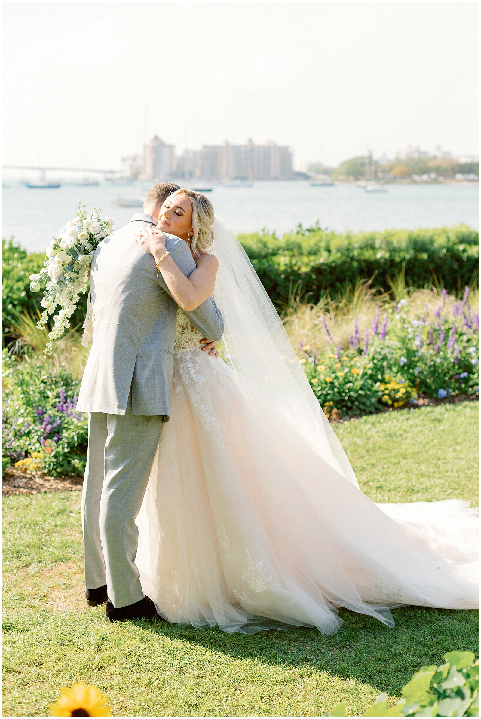 Selby Gardens Florida Wedding First Look with Bride and Groom