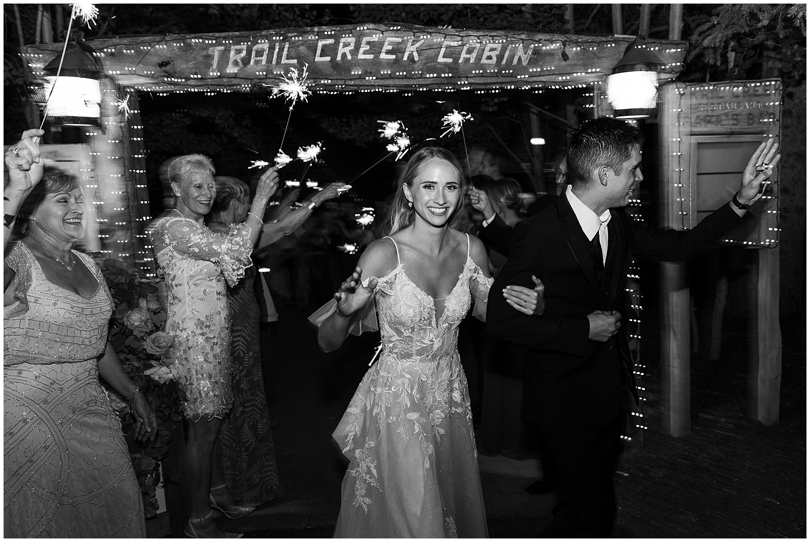 Trail Creek Cabin Wedding at Sun Valley Resort Sparkler Send off