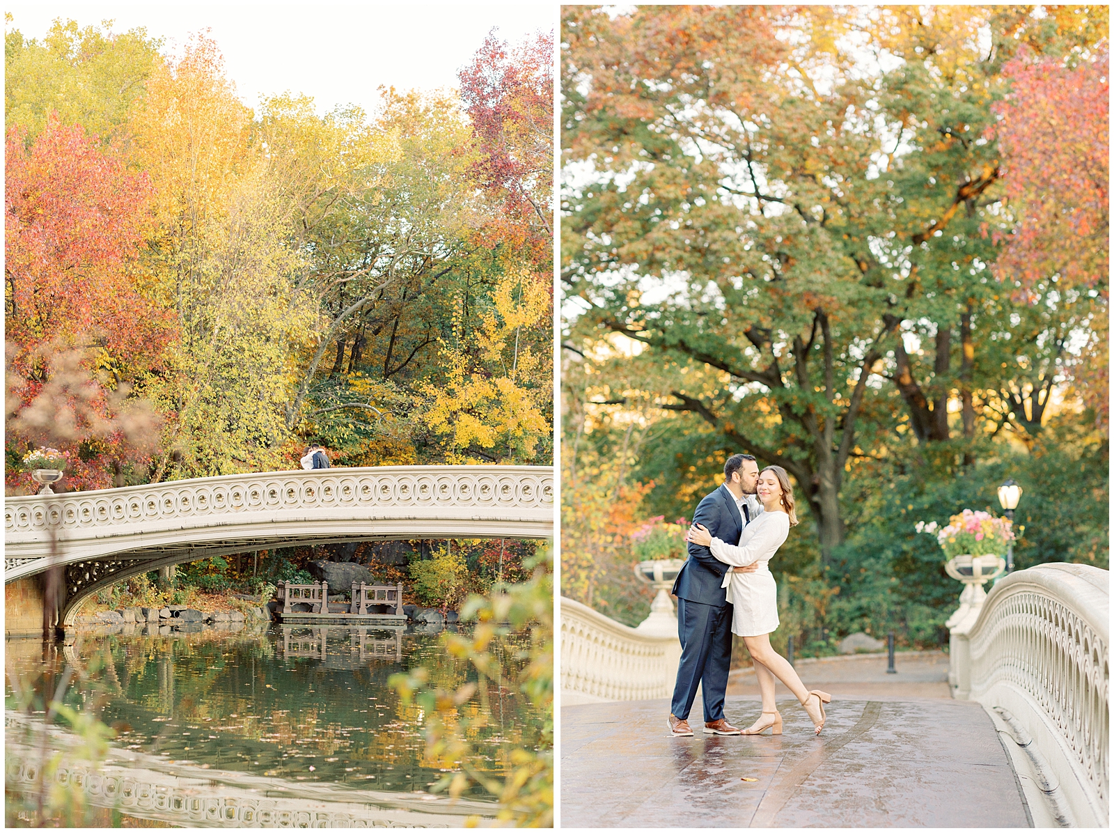 Fall NYC Central Park Engagement Bow Bridge