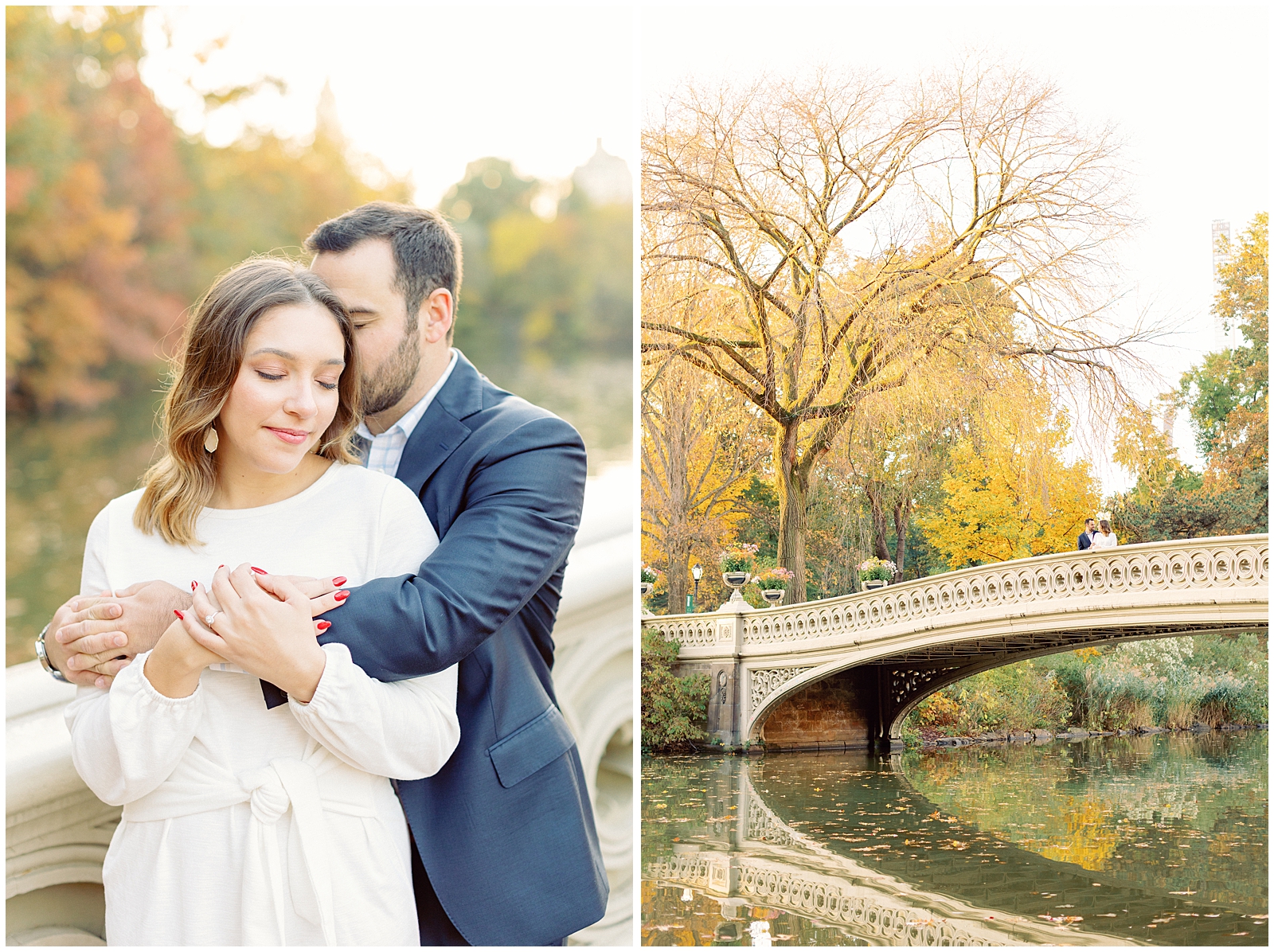 Fall NYC Central Park Engagement at Bow Bridge by Destination Wedding Photographers