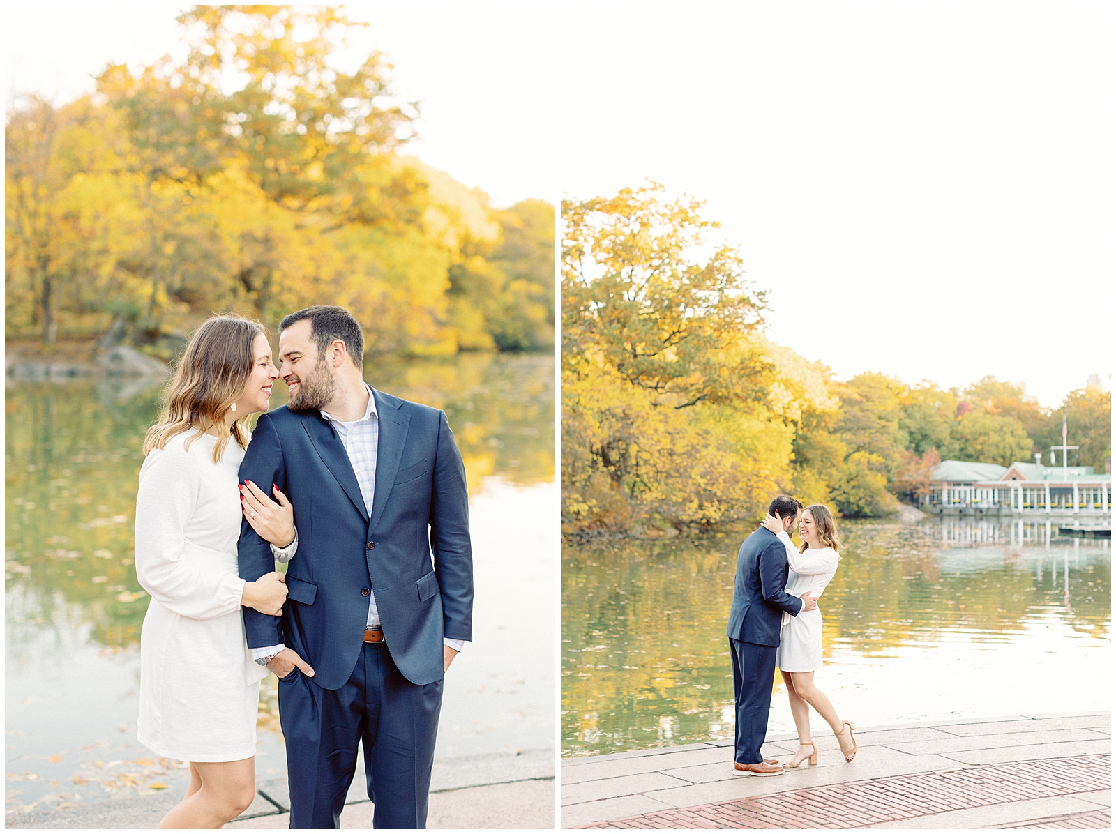 Fall NYC Central Park Engagement at the Boathouse