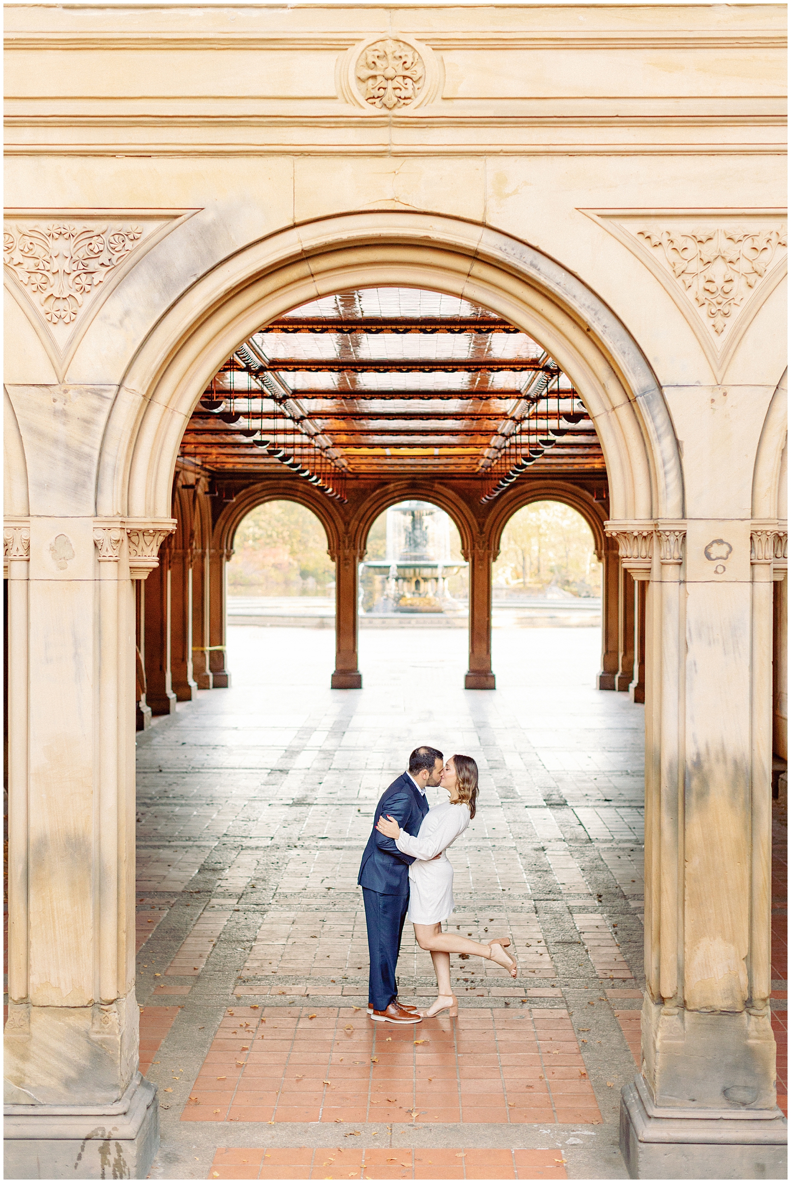 Fall NYC Central Park Engagement at Iconic Bethesda Terrace