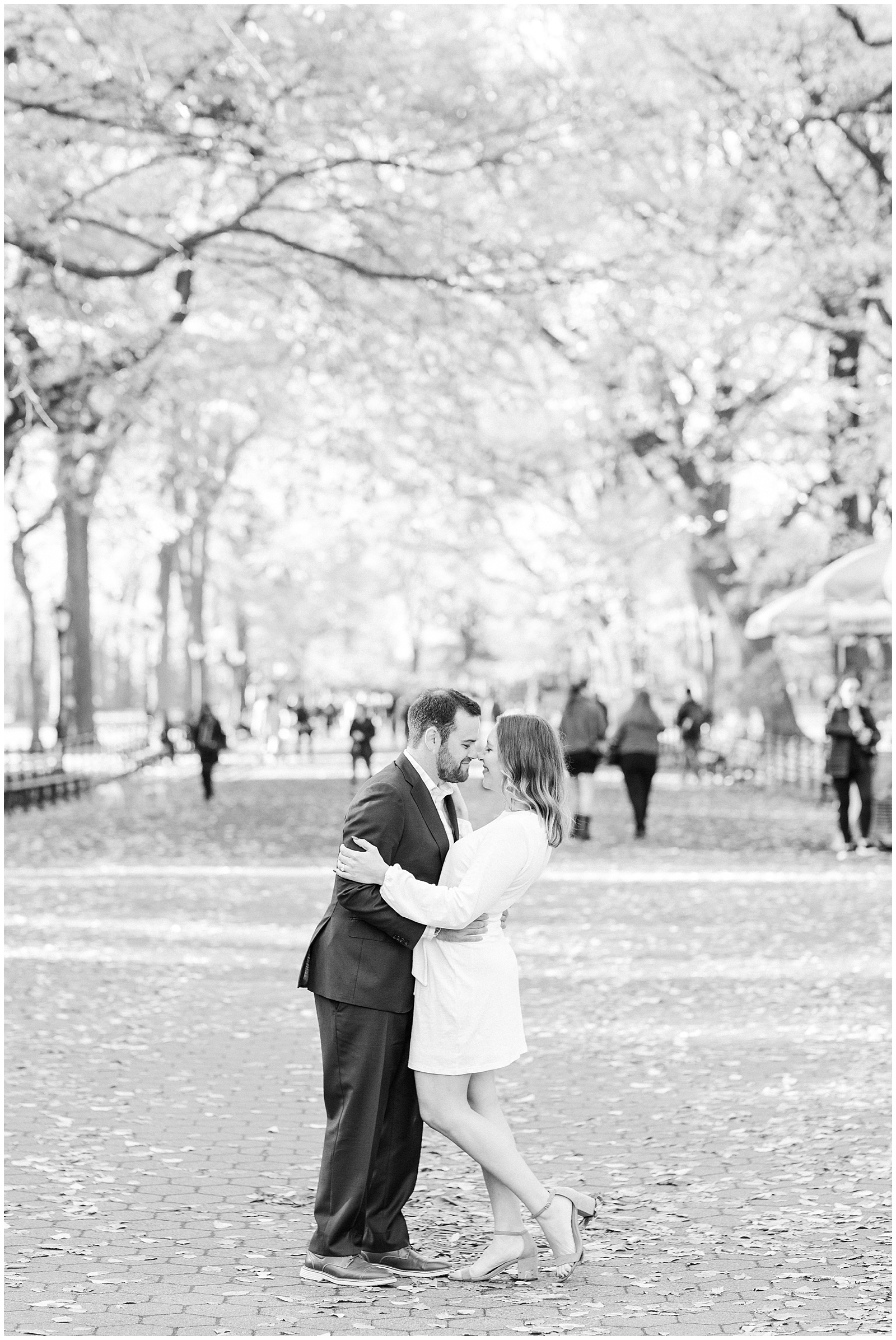 Fall NYC Central Park Engagement at The Mall