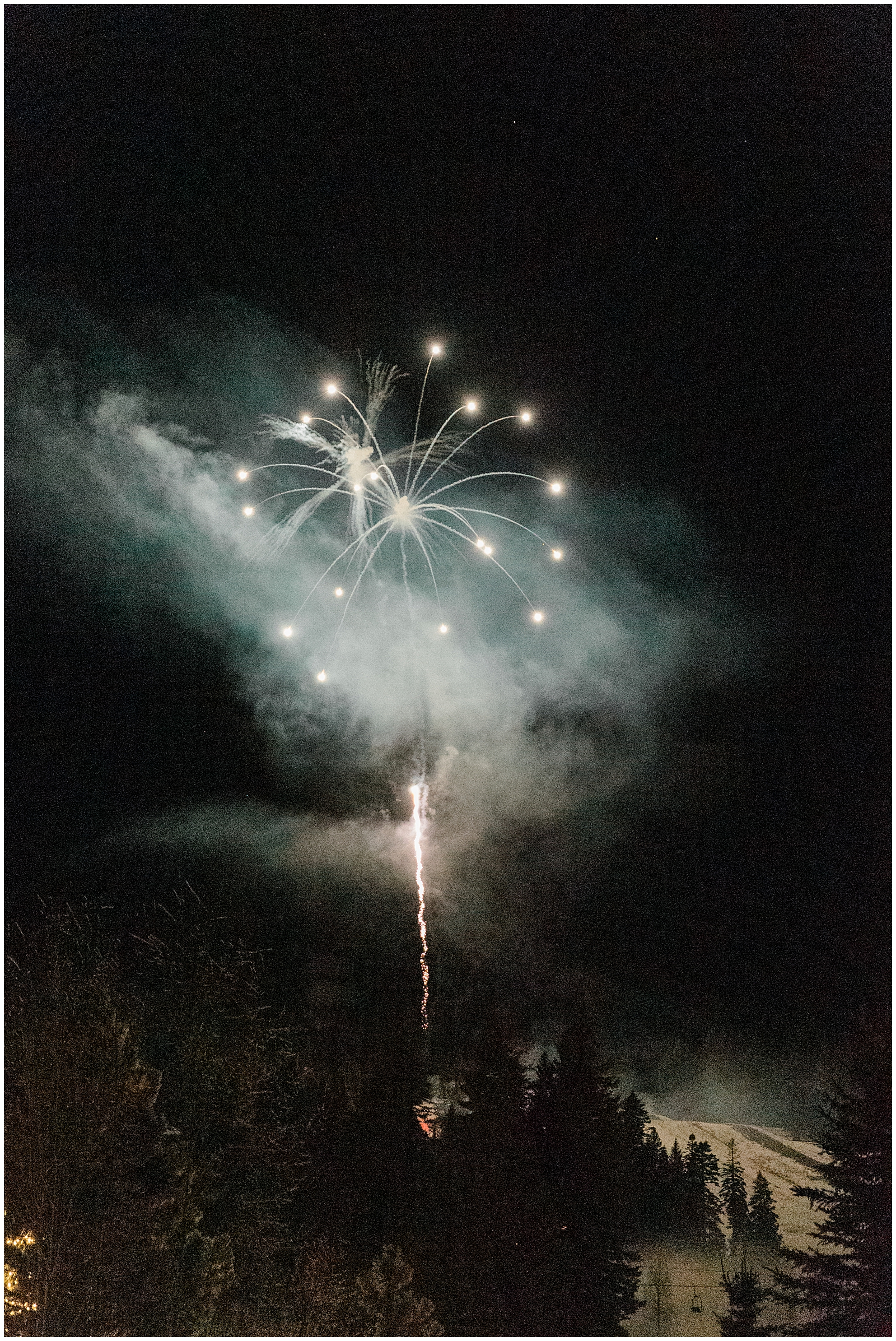 New Year's Eve Winter Tamarack Resort Wedding Fireworks