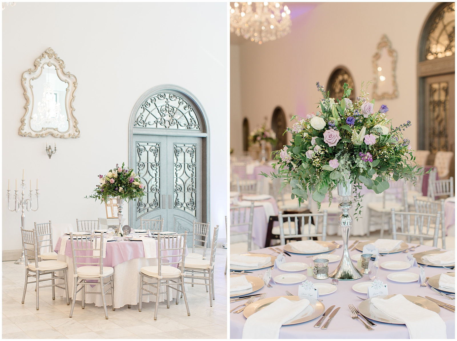 Spring Chateau des Fleurs Wedding in Eagle Idaho Reception Space Silver Ballroom